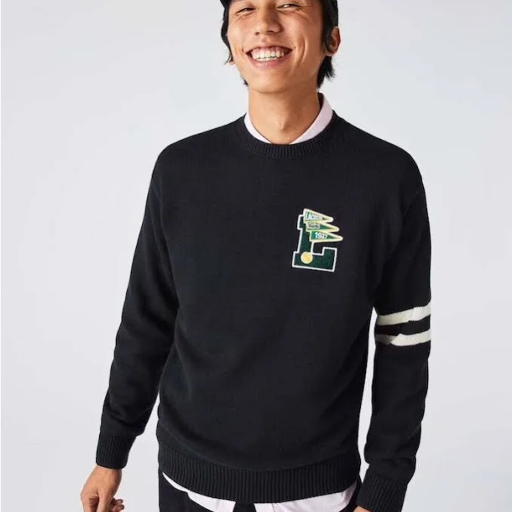 Lacoste Men’s Crewneck Sweater with Varsity Penant detail